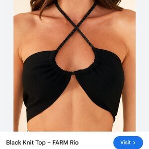 FARM Rio Black Knit Crop Top